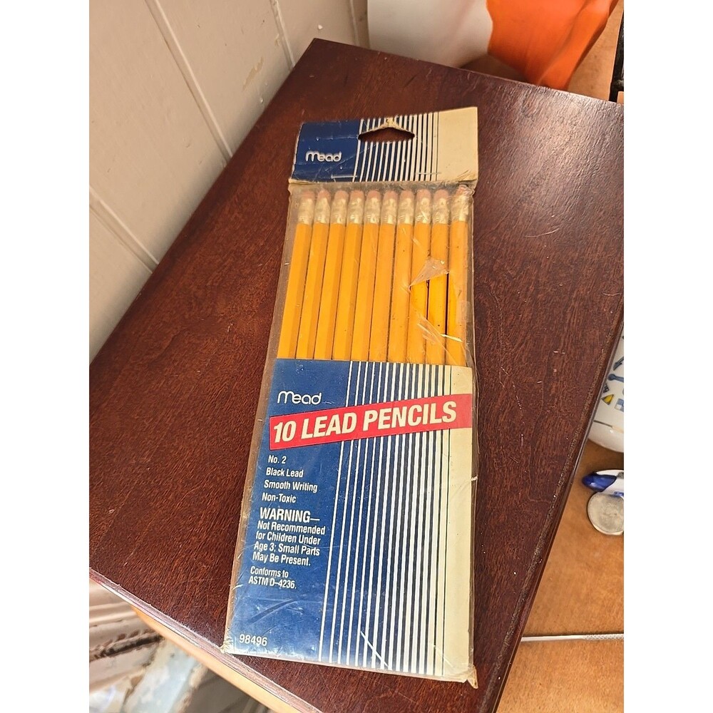 Vintage 1993 Mead 10 Black Lead No. 2 Pencils Non-Toxic Smooth Writing